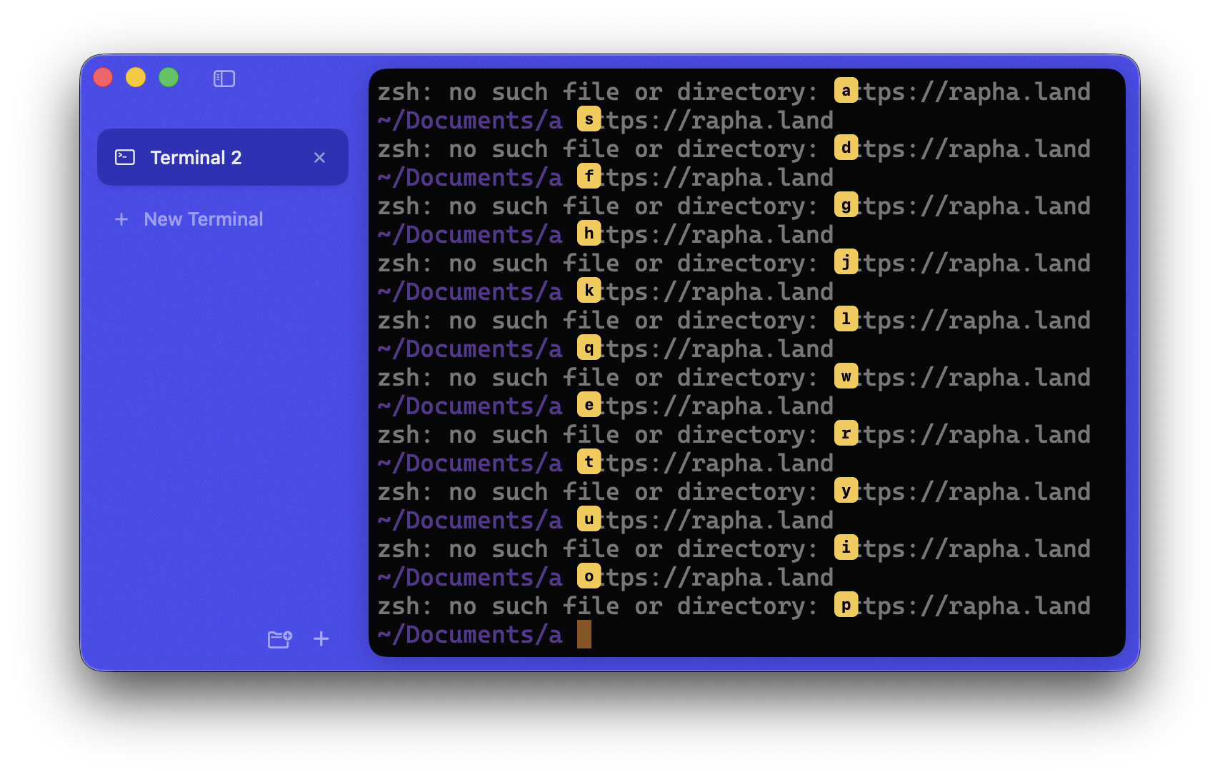 Every link on screen labelled with a yellow single-letter chip after pressing shift command U